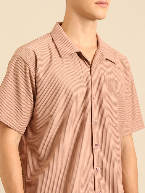 Mocha Brown Textured Relaxed Fit Co-Ords Set